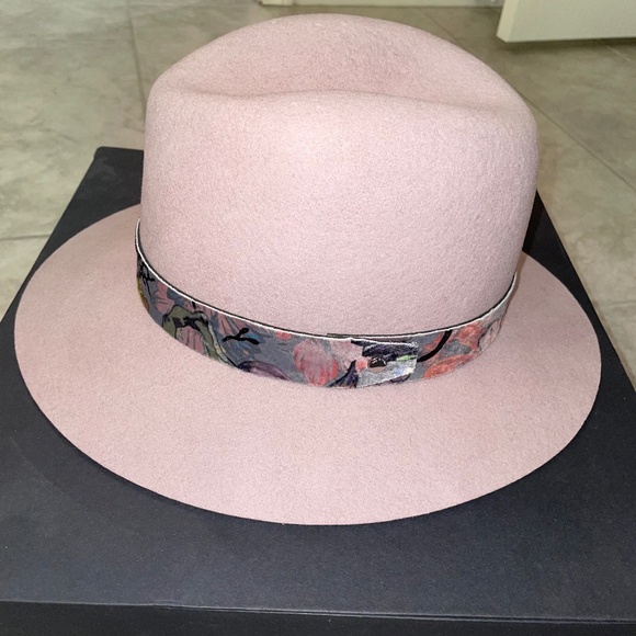 RAG & BONE 100% Wool Quartz Dusty Rose Floppy Brim Fedora Velvet Hat Band Size M main image 11